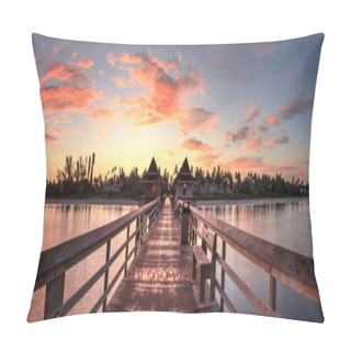 Personality  Early Sunrise Over The Naples Pier On The Gulf Coast Of Naples, Florida In Summer. Pillow Covers