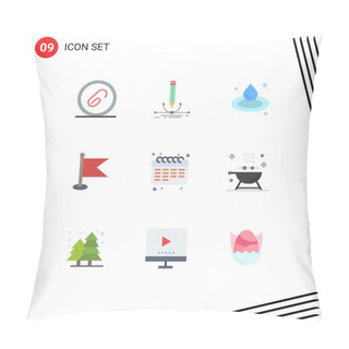 Personality  9 Thematic Vector Flat Colors And Editable Symbols Of Calendar, Map, Graphic, Location, Sauna Editable Vector Design Elements Pillow Covers