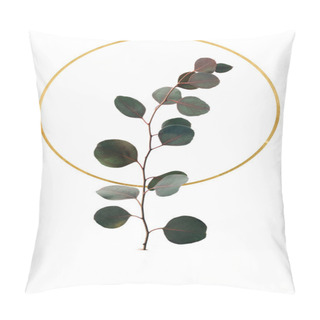 Personality  Floral Design With Eucalyptus And Golden Circle Isolated On White Pillow Covers