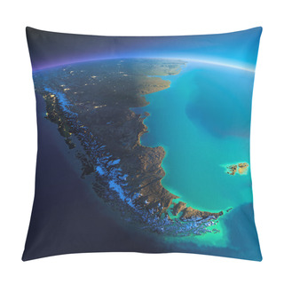 Personality  Detailed Earth. South America. Tierra Del Fuego Pillow Covers