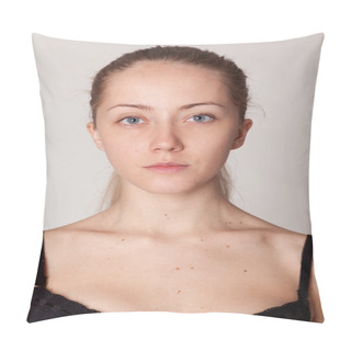 Personality   Portrait Of Young Woman  Without Make-up Pillow Covers