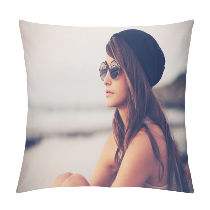 Personality  Young fashion hipster woman pillow covers