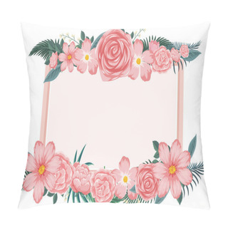 Personality  Flower Frame With Pink Flowers Pillow Covers