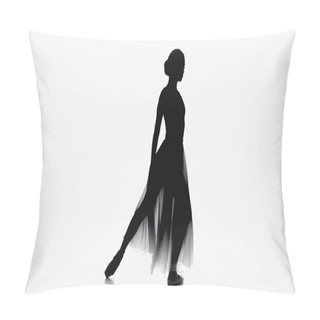 Personality  Silhouette Of Ballerina In Pointe Dancing On White Background  Pillow Covers
