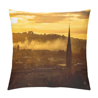 Personality  The Bordeaux Cathedral And The Beautiful Bath Skyline Over A Background Of A Colorful Sunset Pillow Covers