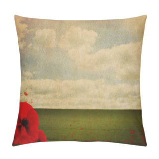 Personality  WW1 First World War Abstract Background With Poppies Pillow Covers