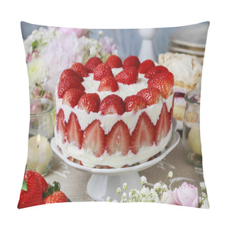 Personality  Strawberry Cake On Cake Stand Pillow Covers