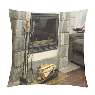 Personality  Firewood Burns In The Fireplace Creating Warmth And Homeliness Pillow Covers