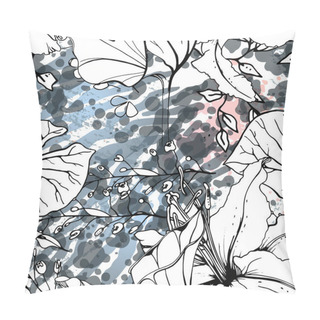 Personality  Floral Black White Pattern. Modern Watercolor Pillow Covers