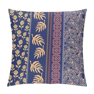 Personality  Set Of Bohemian Borders With Floral Motifs. Pillow Covers