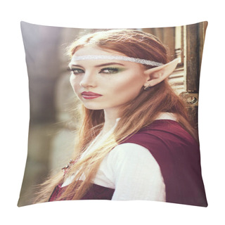 Personality  Elf Girl In Red Cloak Pillow Covers