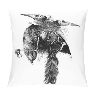 Personality  Outline Ink Print Of Bird Corpses  Pillow Covers