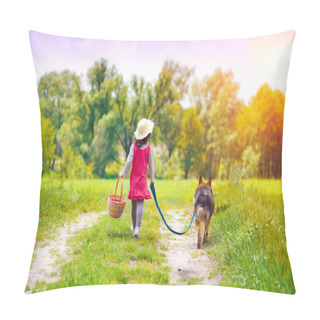 Personality  Little Girl With Dog Pillow Covers