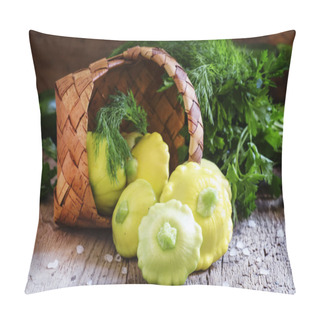Personality  Small Yellow Squashes Scattered On An Old Wooden Table Pillow Covers