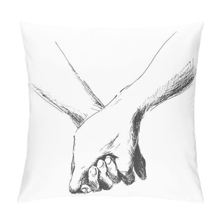 Personality  Hand Sketch Holding Hands Pillow Covers