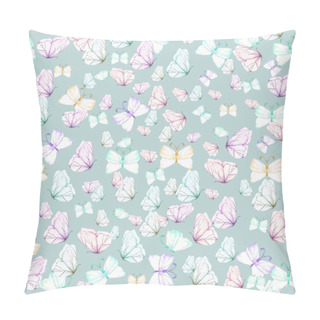 Personality  Seamless Pattern With Watercolor Tender Butterflies Pillow Covers