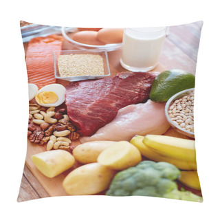Personality  Close Up Of Different Food Items On Table Pillow Covers