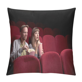 Personality  Young Couple Sitting At Red Movie Theatre Pillow Covers