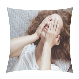Personality  Stressed Woman Cannot Get Rid Of Negative Thoughts Pillow Covers