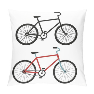 Personality  City Bicycle. Black And White Silhouette Pillow Covers