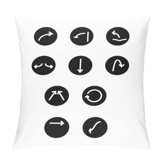 Personality  White Arrows In Black Circles In Different Directions Isolated On White Pillow Covers