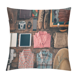 Personality  Vintage Hipster Traveler Clothing And Accessories Pillow Covers