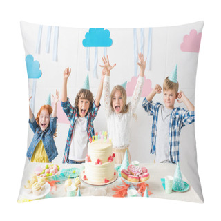 Personality  Happy Kids At Birthday Table  Pillow Covers