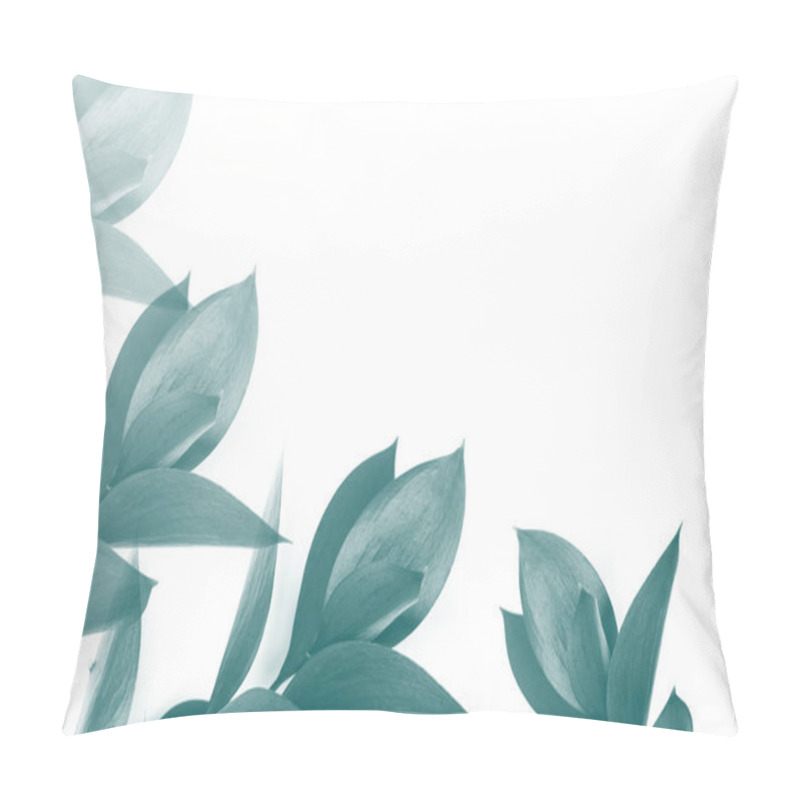Personality  turquoise leaves on twigs isolated on white pillow covers