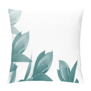 Personality  Turquoise Leaves On Twigs Isolated On White Pillow Covers