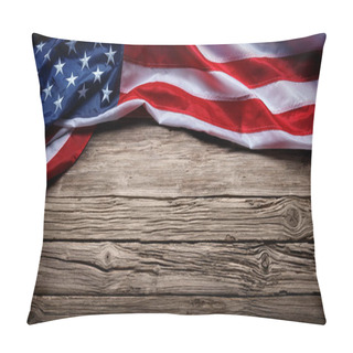 Personality  Usa Flag On Vintage Wooden Background Pillow Covers
