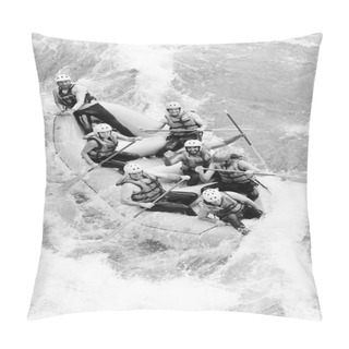 Personality  Extreme Whitewater River Rafting Black And White Pillow Covers