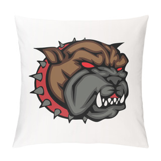 Personality  Vector Illustration Of A Bulldog Head Snapping Set Inside Circle. Pillow Covers