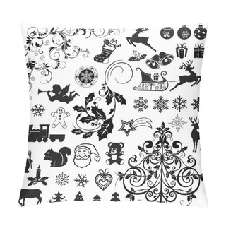 Personality  Set Of Christmas Icons And Decorative Elements Pillow Covers