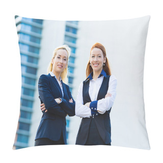 Personality  Two Confident Happy Corporate Business Women Pillow Covers