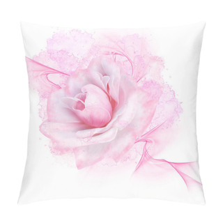 Personality  Flower Composition. Watercolor Pink Rose, Stains, Stains. Pillow Covers