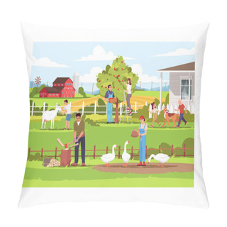 Personality  Farm Work Semi Flat Vector Illustration Pillow Covers