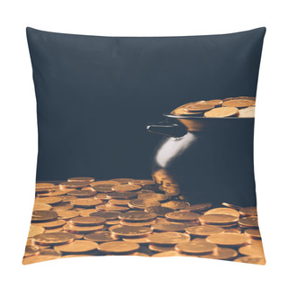 Personality  Black Pot With Shining Golden Coins Isolated On Black, St Patricks Day Concept Pillow Covers
