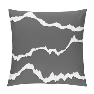Personality  Torn White Horizontal Paper Strips Are On Black Background. Vector Illustration Pillow Covers