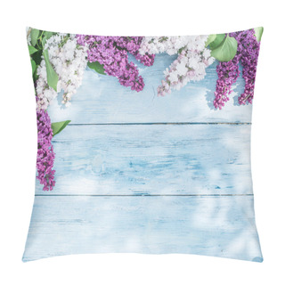 Personality  Blooming Lilac Flowers On The Old Wooden Table. Pillow Covers