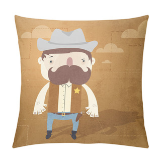 Personality  Vector Grunge Background With Sheriff. Pillow Covers