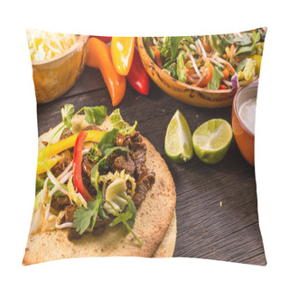 Personality  Making Typical Latin Street Food, Mexican Taco Pillow Covers