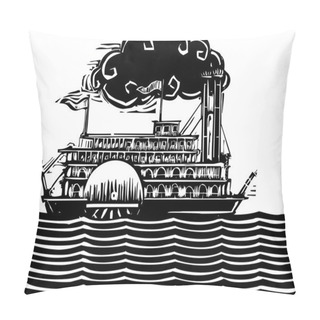 Personality  Side Wheel Riverboat In Waves Pillow Covers
