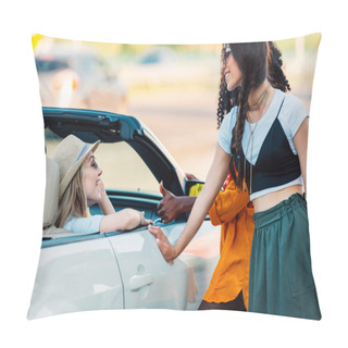 Personality  Multiethnic Women Near Car Pillow Covers
