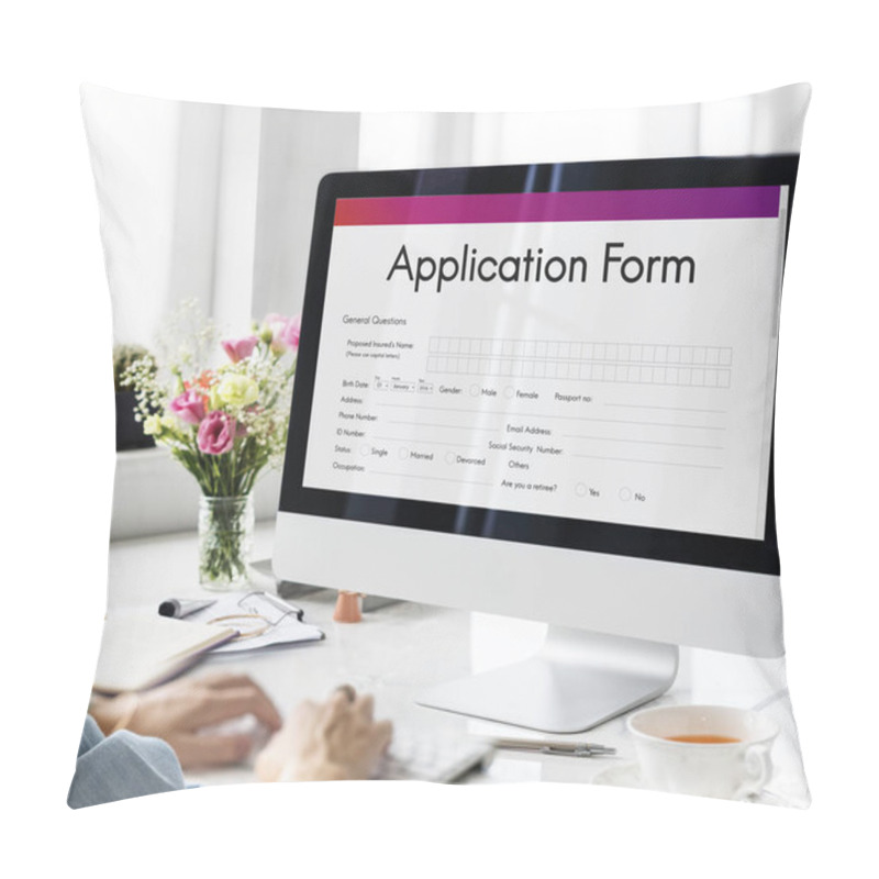 Personality  Woman working with computer pillow covers