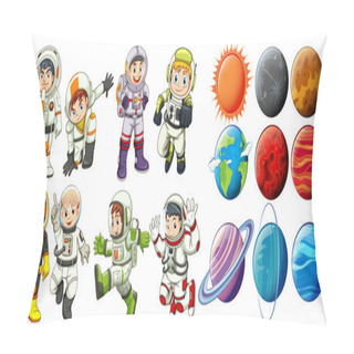 Personality  Astronauts And Planets Pillow Covers
