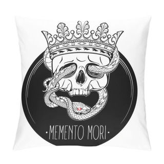 Personality  Human Skull With A Snake Eating Its Own Tail. Symbol Of Mortality And Eternity.  Pillow Covers
