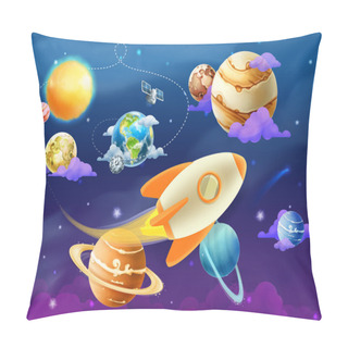 Personality  Solar System With Planets Illustration Pillow Covers