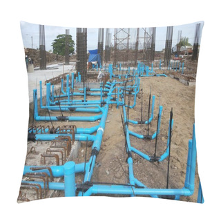 Personality  Plumbing Line For Sanitary System At Construction Site. Pillow Covers