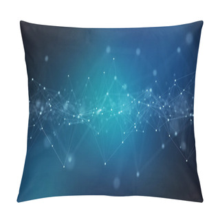 Personality  Abstract Digital Network Connection Blue Background 3D Rendering Pillow Covers