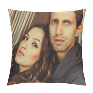 Personality  Young Beautiful Couple Posing Pillow Covers